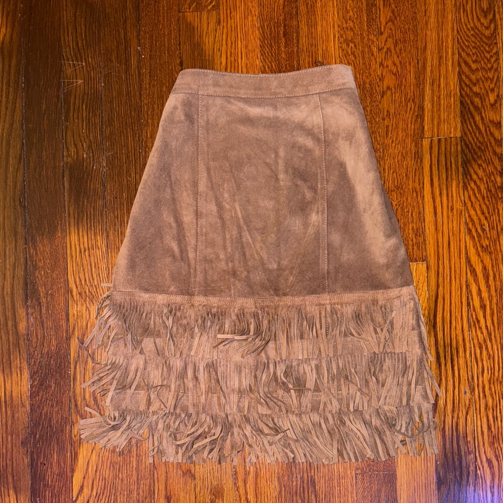 Ralph Lauren Tan Suede Fringe Skirt